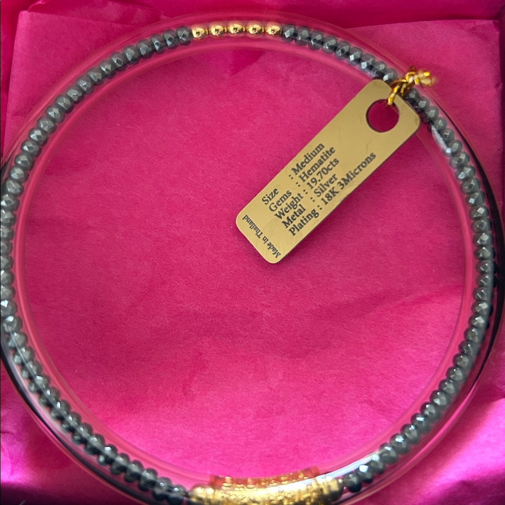 Budha Girl Medium Hermalite LUXE 19.7cts Bangle Bracelet Silver Metal Clear NEW - Picture 9 of 12